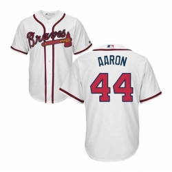 Men Majestic Atlanta Braves 44 Hank Aaron White Home Cool Base MLB Jersey