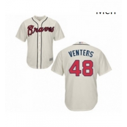 Mens Atlanta Braves 48 Jonny Venters Replica Cream Alternate 2 Cool Base Baseball Jersey 