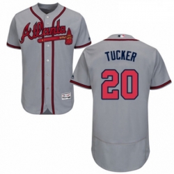 Mens Majestic Atlanta Braves 20 Preston Tucker Grey Road Flex Base Authentic Collection MLB Jersey