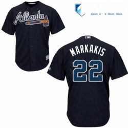 Mens Majestic Atlanta Braves 22 Nick Markakis Replica Blue Alternate Road Cool Base MLB Jersey