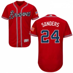 Mens Majestic Atlanta Braves 24 Deion Sanders Red Alternate Flex Base Authentic Collection MLB Jersey