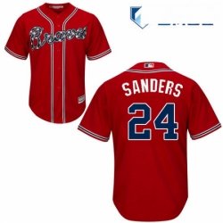 Mens Majestic Atlanta Braves 24 Deion Sanders Replica Red Alternate Cool Base MLB Jersey