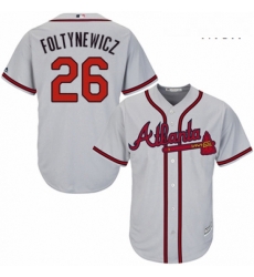 Mens Majestic Atlanta Braves 26 Mike Foltynewicz Replica Grey Road Cool Base MLB Jersey 