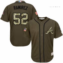 Mens Majestic Atlanta Braves 52 Jose Ramirez Replica Green Salute to Service MLB Jersey 