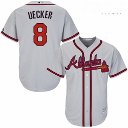 Mens Majestic Atlanta Braves 8 Bob Uecker Replica Grey Road Cool Base MLB Jersey