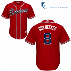 Mens Majestic Atlanta Braves 8 Bob Uecker Replica Red Alternate Cool Base MLB Jersey