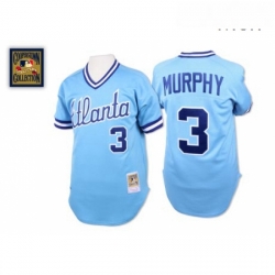 Mens Mitchell and Ness 1982 Atlanta Braves 3 Dale Murphy Replica Light Blue Throwback MLB Jersey