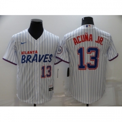 Men's Nike Atlanta Braves #13 Ronald Acuna Jr. White City Player Jersey