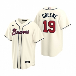 Mens Nike Atlanta Braves 19 Shane Greene Cream Alternate Stitched Baseball Jersey