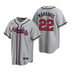 Mens Nike Atlanta Braves 22 Nick Markakis Gray Road Stitched Baseball Jerse