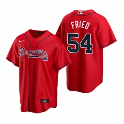 Mens Nike Atlanta Braves 54 Max Fried Red Alternate Stitched Baseball Jersey