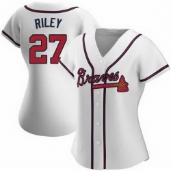 Women Nike Atlanta Braves 27 Austin Riley White Alternate Stitched Baseball Jersey