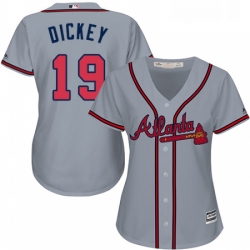 Womens Majestic Atlanta Braves 19 RA Dickey Authentic Grey Road Cool Base MLB Jersey