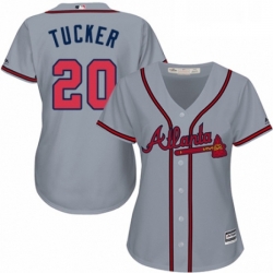 Womens Majestic Atlanta Braves 20 Preston Tucker Authentic Grey Road Cool Base MLB Jersey 