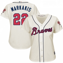 Womens Majestic Atlanta Braves 22 Nick Markakis Authentic Cream Alternate 2 Cool Base MLB Jersey