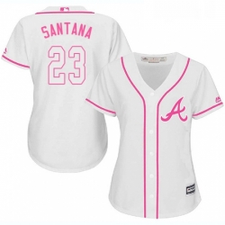 Womens Majestic Atlanta Braves 23 Danny Santana Authentic White Fashion Cool Base MLB Jersey 