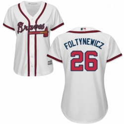 Womens Majestic Atlanta Braves 26 Mike Foltynewicz Replica White Home Cool Base MLB Jersey 