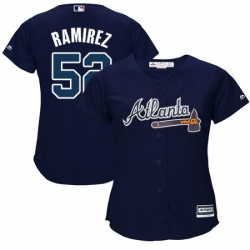 Womens Majestic Atlanta Braves 52 Jose Ramirez Replica Blue Alternate Road Cool Base MLB Jersey 