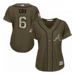 Womens Majestic Atlanta Braves 6 Bobby Cox Replica Green Salute to Service MLB Jersey