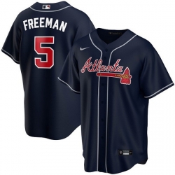 Youth Atlanta Braves 5 Freddie Freeman Navy Cool Base Stitched Jersey