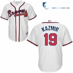 Youth Majestic Atlanta Braves 19 Scott Kazmir Replica White Home Cool Base MLB Jersey 