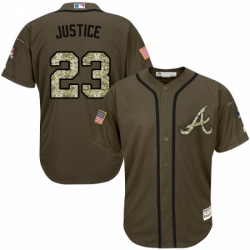 Youth Majestic Atlanta Braves 23 David Justice Replica Green Salute to Service MLB Jersey