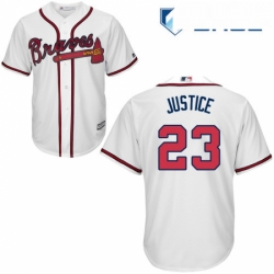 Youth Majestic Atlanta Braves 23 David Justice Replica White Home Cool Base MLB Jersey