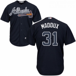 Youth Majestic Atlanta Braves 31 Greg Maddux Replica Blue Alternate Road Cool Base MLB Jersey