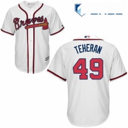 Youth Majestic Atlanta Braves 49 Julio Teheran Authentic White Home Cool Base MLB Jersey