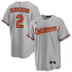 Men Baltimore Orioles 2 Gunnar Henderson Grey Cool Base Stitched Jersey