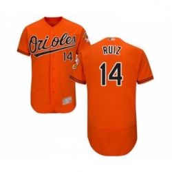 Mens Baltimore Orioles 14 Rio Ruiz Orange Alternate Flex Base Authentic Collection Baseball Jersey