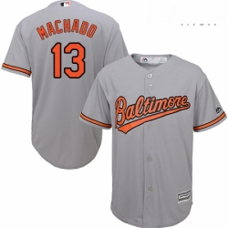 Mens Majestic Baltimore Orioles 13 Manny Machado Replica Grey Road Cool Base MLB Jersey