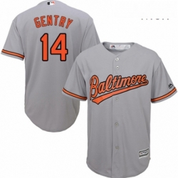 Mens Majestic Baltimore Orioles 14 Craig Gentry Replica Grey Road Cool Base MLB Jersey 