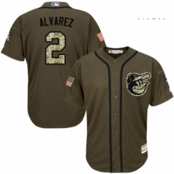 Mens Majestic Baltimore Orioles 2 Pedro Alvarez Authentic Green Salute to Service MLB Jersey 