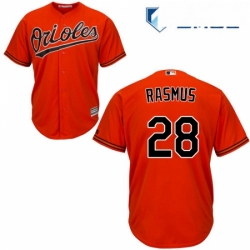 Mens Majestic Baltimore Orioles 28 Colby Rasmus Replica Orange Alternate Cool Base MLB Jersey 