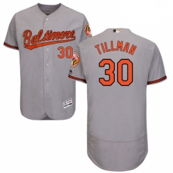 Mens Majestic Baltimore Orioles 30 Chris Tillman Grey Road Flex Base Authentic Collection MLB Jersey