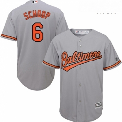 Mens Majestic Baltimore Orioles 6 Jonathan Schoop Replica Grey Road Cool Base MLB Jersey