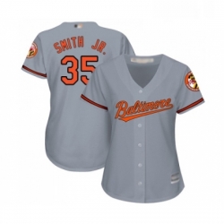 Womens Baltimore Orioles 35 Dwight Smith Jr Replica Grey Road Cool Base Baseball Jersey 