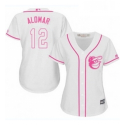 Womens Majestic Baltimore Orioles 12 Roberto Alomar Replica White Fashion Cool Base MLB Jersey 