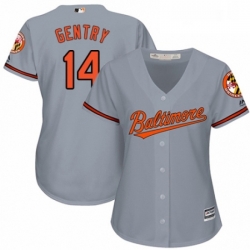 Womens Majestic Baltimore Orioles 14 Craig Gentry Authentic Grey Road Cool Base MLB Jersey 