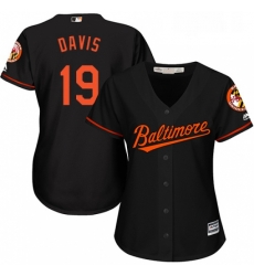 Womens Majestic Baltimore Orioles 19 Chris Davis Replica Black Alternate Cool Base MLB Jersey