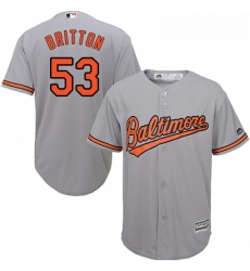 Youth Majestic Baltimore Orioles 53 Zach Britton Replica Grey Road Cool Base MLB Jersey