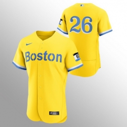 Men Boston Red Sox 26 Wade Boggs Men Nike 2021 City Connect Gold Authentic MLB Jersey   No Name