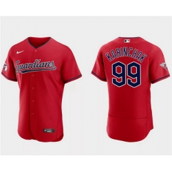 Men Cleveland Guardians 99 James Karinchak Red Flex Base Stitched Jersey