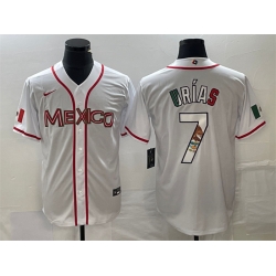 Men Mexico Baseball 7 Julio Urias 2023 White World Baseball With Patch Classic Stitched Jersey 2