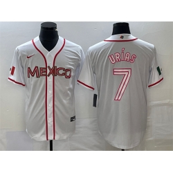 Men Mexico Baseball 7 Julio Urias 2023 White World Baseball With Patch Classic Stitched Jersey 4