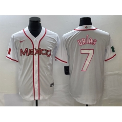 Men Mexico Baseball 7 Julio Urias 2023 White World Baseball With Patch Classic Stitched Jersey