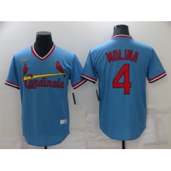 Men St  Louis Arizona Cardinals 4 Yadier Molina Blue Cool Base Stitched Jerse