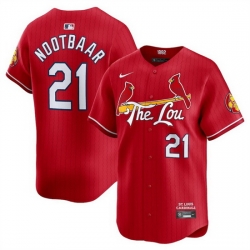 Men St  Louis Cardinals 21 Lars Nootbaar Red 2024 City Connect Limited Stitched Baseball Jersey