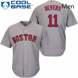 Mens Majestic Boston Red Sox 11 Rafael Devers Replica Grey Road Cool Base MLB Jersey 